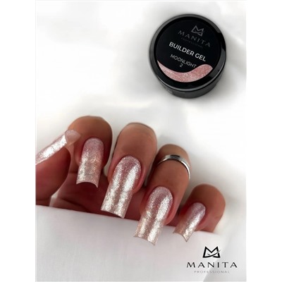 MANITA Гель моделирующий для ногтей с хлопьями юки / Builder Gel Moonlight №02, 15 мл 28225