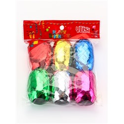 Лента упаковочная металлизированная, ассорти, набор 6 шт., 0.5 см × 10 м