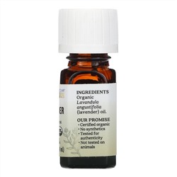 Aura Cacia, Чистое эфирное масло, органическая французская лаванда 7,4 мл (0,25 жидкой унции)