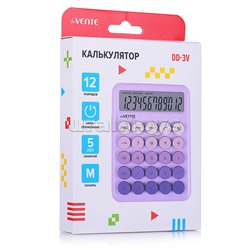 Калькулятор настольный DD-3, 105x145x20 мм, 8 разрядный, работа с памятью, автоматическое вычисление процентов, квадратного корня, клавиша "00" коррекция последнего введенного значения, автоматическое отключение, прорезиненные ножки, сиреневый деграде , в