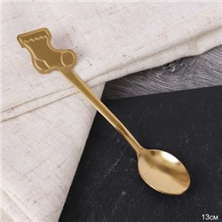 Ложка чайная золото Сапожок / MJ024 /уп 400/Новогодняя