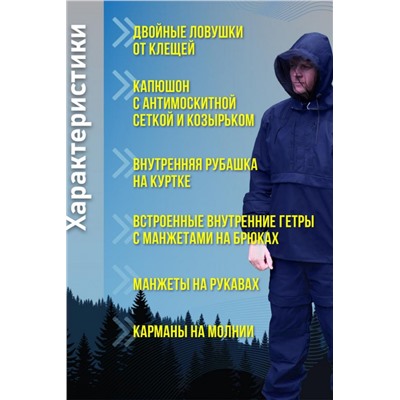 Костюм противоэнцефалитный антимоскитный Барьер - Инсекто У ЛАЙТ (Синий)