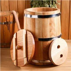 Кадка-бочка для засолки дубовая, 15 л, металлический обруч, с крышкой, с гнетом