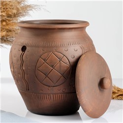 Банка для хранения лука Кунгурская керамика «Орнамент», 5 л, с отверстиями для вентиляции, молочение, коричневая