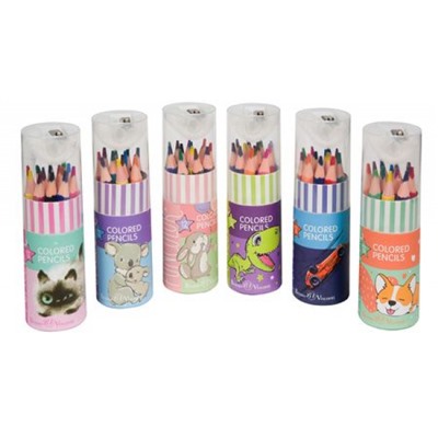 Карандаши пластиковые 12цв "FUNCOLOR" УКОРОЧЕННЫЕ в картонной тубе с точилкой 30-0091 Bruno Visconti