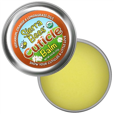 Sierra Bees, бальзам для ухода за кутикулой, герань, апельсин и лемонграсс, 17 г (0,6 унции)