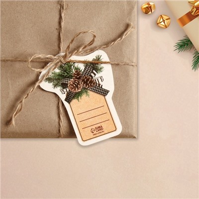 Шильдик на подарок Новый год «Шишка», 6.5×8.5 см