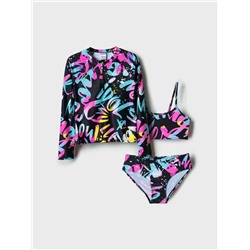 Комплект трикотажный для девочек: купальный костюм, фуфайка (футболка) для плавания