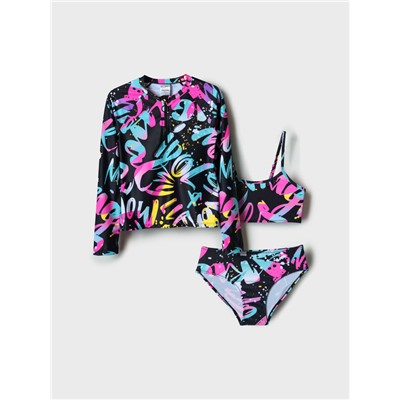 Комплект трикотажный для девочек: купальный костюм, фуфайка (футболка) для плавания