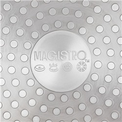 Сковорода Magistro Flame, d=26 см, h=4.9 см, кованый алюминий, ручка soft-touch, антипригарное покрытие, индукция, чёрная