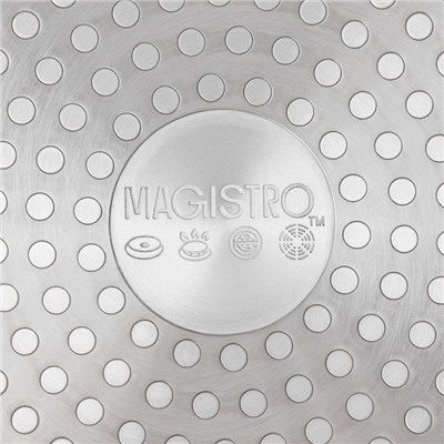 Сковорода Magistro Flame, d=26 см, h=4.9 см, кованый алюминий, ручка soft-touch, антипригарное покрытие, индукция, чёрная