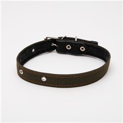 Ошейник брезентовый на фетре, 64×3 см, ОШ 30-55 см, тёмно-зелёный