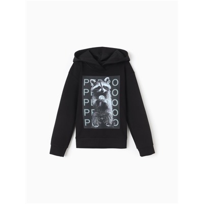 Толстовка детская MINAKU: Exclusive print, чёрная, рост 128 см
