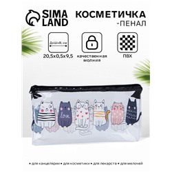 Косметичка-пенал на молнии, средний размер, с ярким рисунком, чёрная/прозрачная