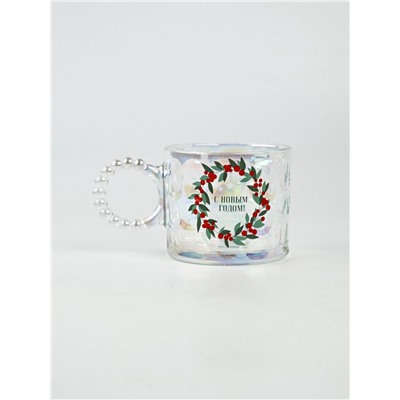 Кружка новогодняя стеклянная «С Новым годом!», 300 мл, голография