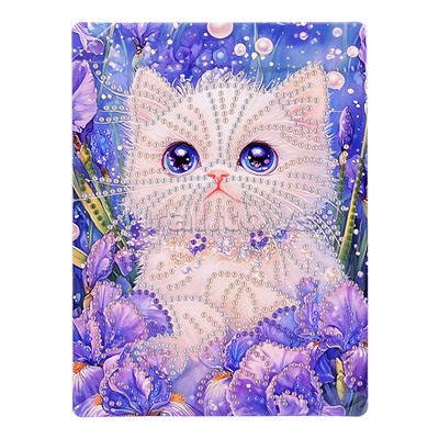Мозаика алмазная "Белый котик" 15*20см
