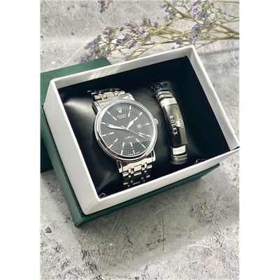 Подарочный набор для мужчины часы и браслет + коробка #22853531