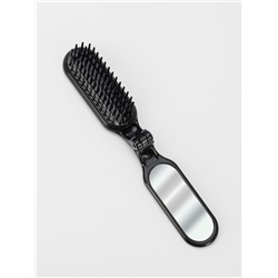 Расчёска массажная, складная, с зеркалом, 3×10 см, цвет чёрный