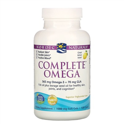 Nordic Naturals, Омега-комплекс, лимон, 1000 мг, 120 желатиновых капсул