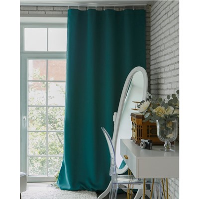 Штора блэкаут портьерная «Этель», 130×300 см, изумрудная