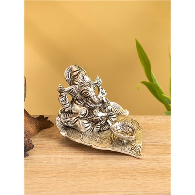 Подставка под благовония «Ганеша на листе», 12.5×10×6.7 см, алюминий