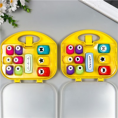 Набор фигурных дыроколов в сундучке и для обработки края 10 шт., 19×17×5, МИКС