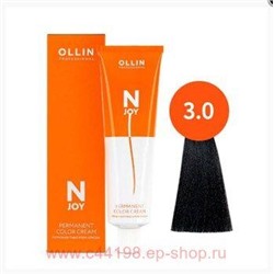 OLLIN "N-JOY" 3/0 – темный шатен, перманентная крем-краска для волос 100мл