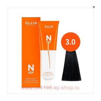 OLLIN "N-JOY" 3/0 – темный шатен, перманентная крем-краска для волос 100мл