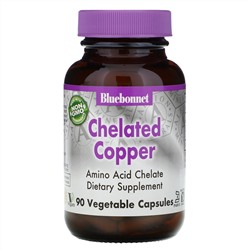 Bluebonnet Nutrition, Медь в хелатной форме, 90 растительных капсул