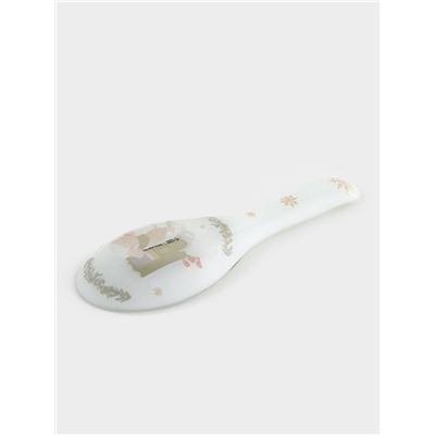 Подставка под ложку Доляна «Новогодние зверята», 26.5×10×2 см, стекло, белая