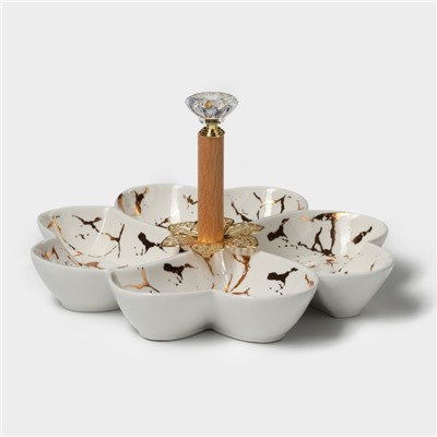 Менажница 4 ячейки «Марбл», 20×3.2 см, цвет белый