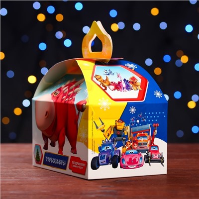 Подарочная новогодняя коробка «Турбозавры», Сундучок, 18.5×12.5×16.5 см