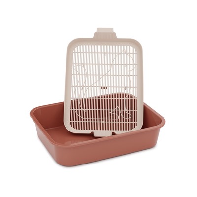 Туалет для кошек «Мур-мяу», 33×25×7 см, с сеткой, пластик, цвет коралловый