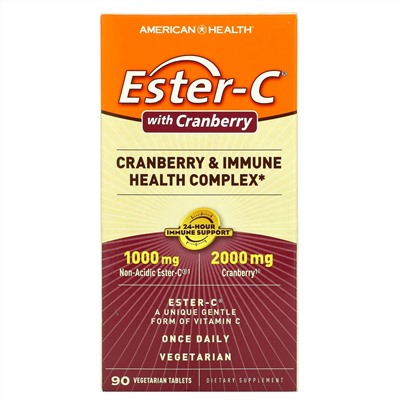 American Health, Ester-C с клюквой, 90 растительных таблеток