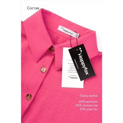Женское платье-рубашка из ткани-жатка Happyfox