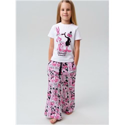 Комплект трикотажный для девочек: фуфайка (футболка), брюки