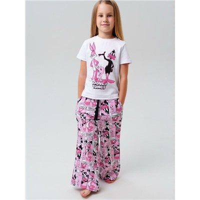 Комплект трикотажный для девочек: фуфайка (футболка), брюки