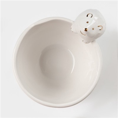 Салатник Доляна «Ёжик в золотом», 300 мл, 12.5×10.2×8.7 см, белый