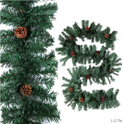 Гирлянда из елочных веток искусственная 2,7 метра 240 веток с шишками / WA-3 /уп 15/Новый год