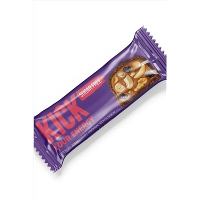 Батончик "KICK" Без сахара арахис, изюм, чернослив, грецкий орех в шоколаде 45г ЭКОПРОДУКТЫ, 1188786