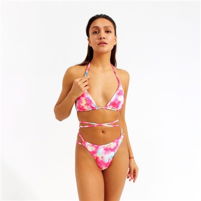 Купальник раздельный с завязками на спине женский MINAKU, розовый, размер 44