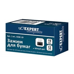 Зажим для бумаг 19 мм черный ECBC-19 Expert Complete