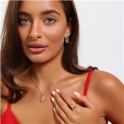 Комплект ювелирной бижутерии коллекция "Дубай" серьги, кулон и кольцо 17 р, покрытие позолота, вставка: искусственный кристалл, цвет: желтый хамелеон, арт.314.863-17