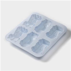 Форма для выпечки Доляна «Гонки», силикон, 29.5×27 см, 6 ячеек (11.5×6.5 см), голубая