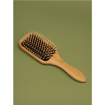 Расчёска массажная BAMBOO, бамбуковая, прямоугольная, 24×8 см, коричневая