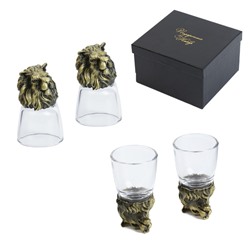Подарочный набор рюмок-перевёртышей 3 в 1 «Лев», на 2 персоны, рюмка 50 мл, карты