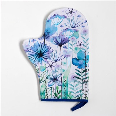 Набор кухонный «Blue flowers» варежка-прихватка 20×28 см, прихватка 19×19 см,100% хл