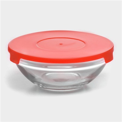 Салатники Доляна «Классика» с крышками, набор 5 шт.: 900/ 500/350/200/130 мл, стекло, красные