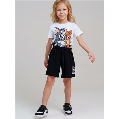 Комплект трикотажный для девочек: фуфайка (футболка), шорты