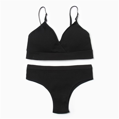 Комплект нижнего белья женский (топ, трусы) Collorista, чёрный, размер 42-44